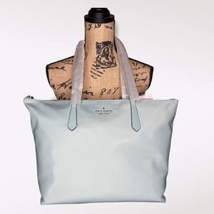 Kate Spade Kitt Large Top Zip Little Better Nylon Tote Bag Crystal Blue